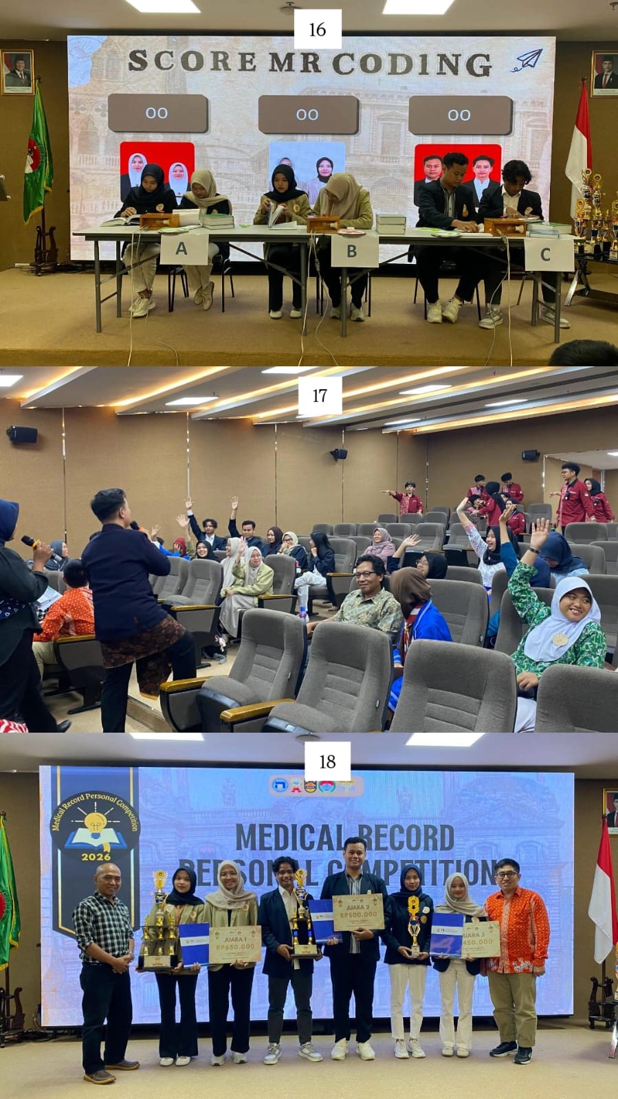 Keterangan : Gambar 16 Pelaksanaan Lomba Coding Cerdas Cermat, Gambar 17 Pengumuman Juara omba MR.Coding